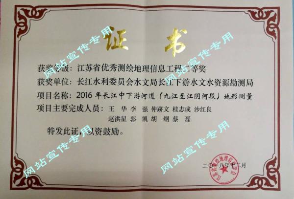 2018年江苏省优秀测绘地理信息工程二等奖（九江至江阴河段）地形测量.jpg